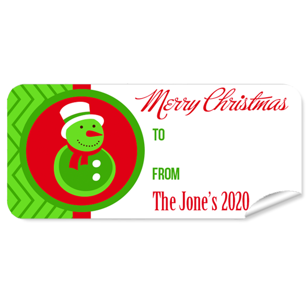 Green Snow Man 27pk Label Christmas