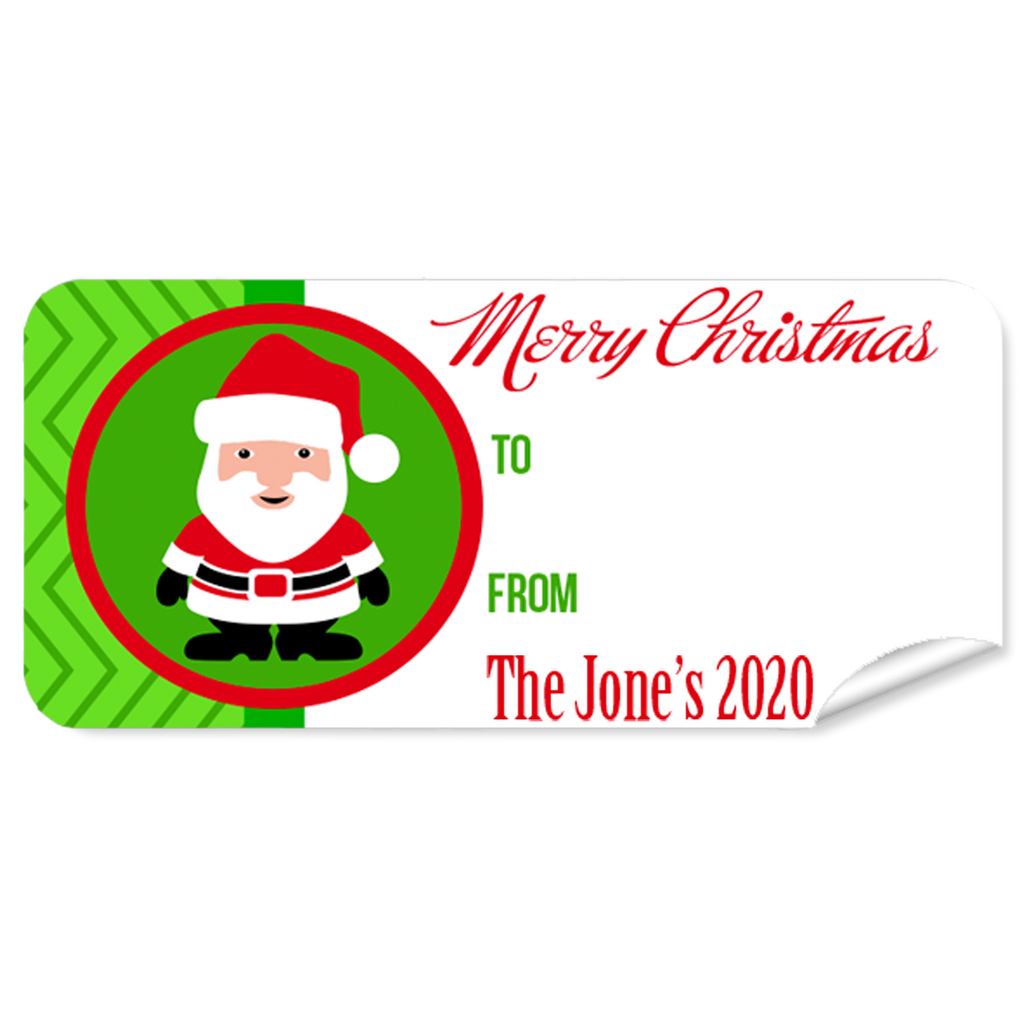 Green Santa 27pk Labels Christmas
