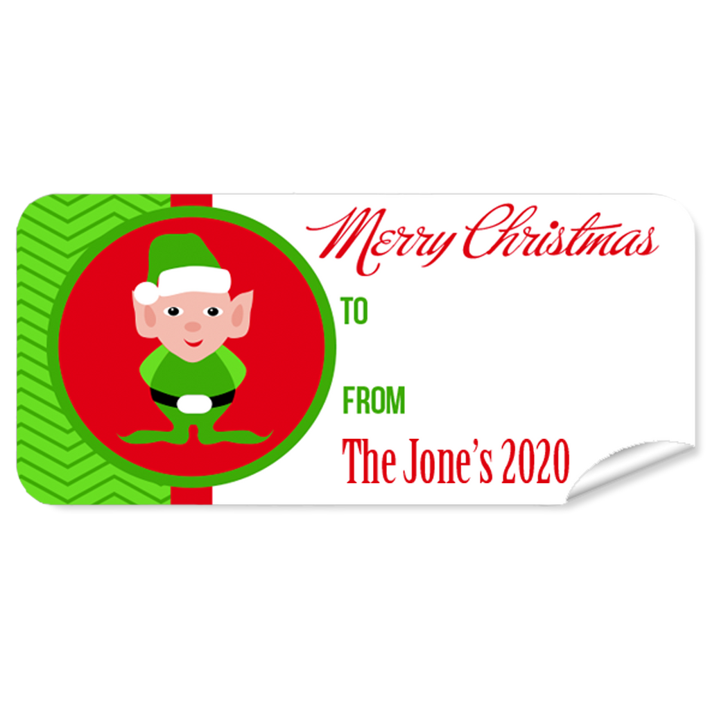 Green Elf 27pk Labels Christmas