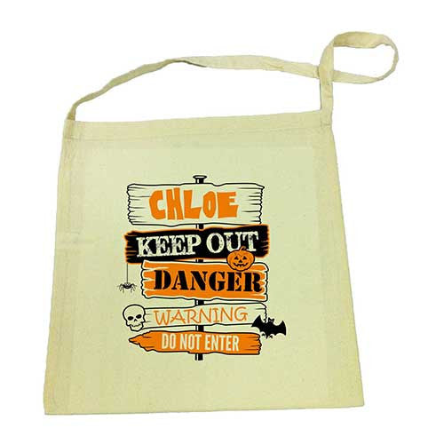Keep Out Halloween Calico Tote Bag