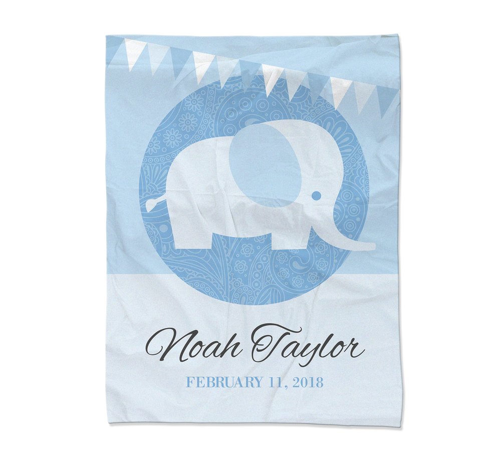 Blue Elephant Blanket - Medium  (45x60")