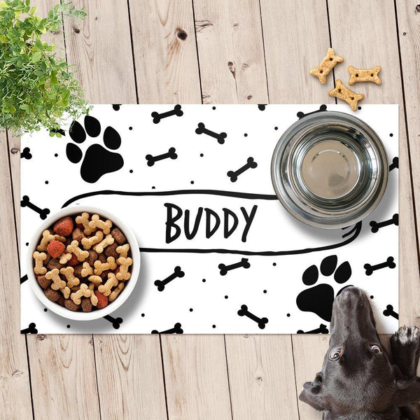 Personalised pet food outlet mat