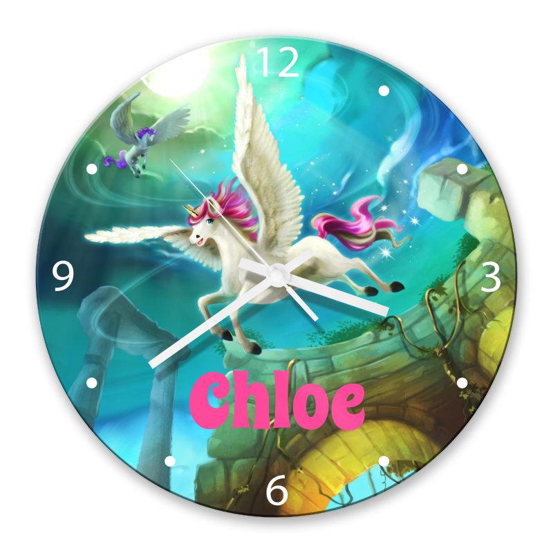 Magical Unicorn Glass Clock