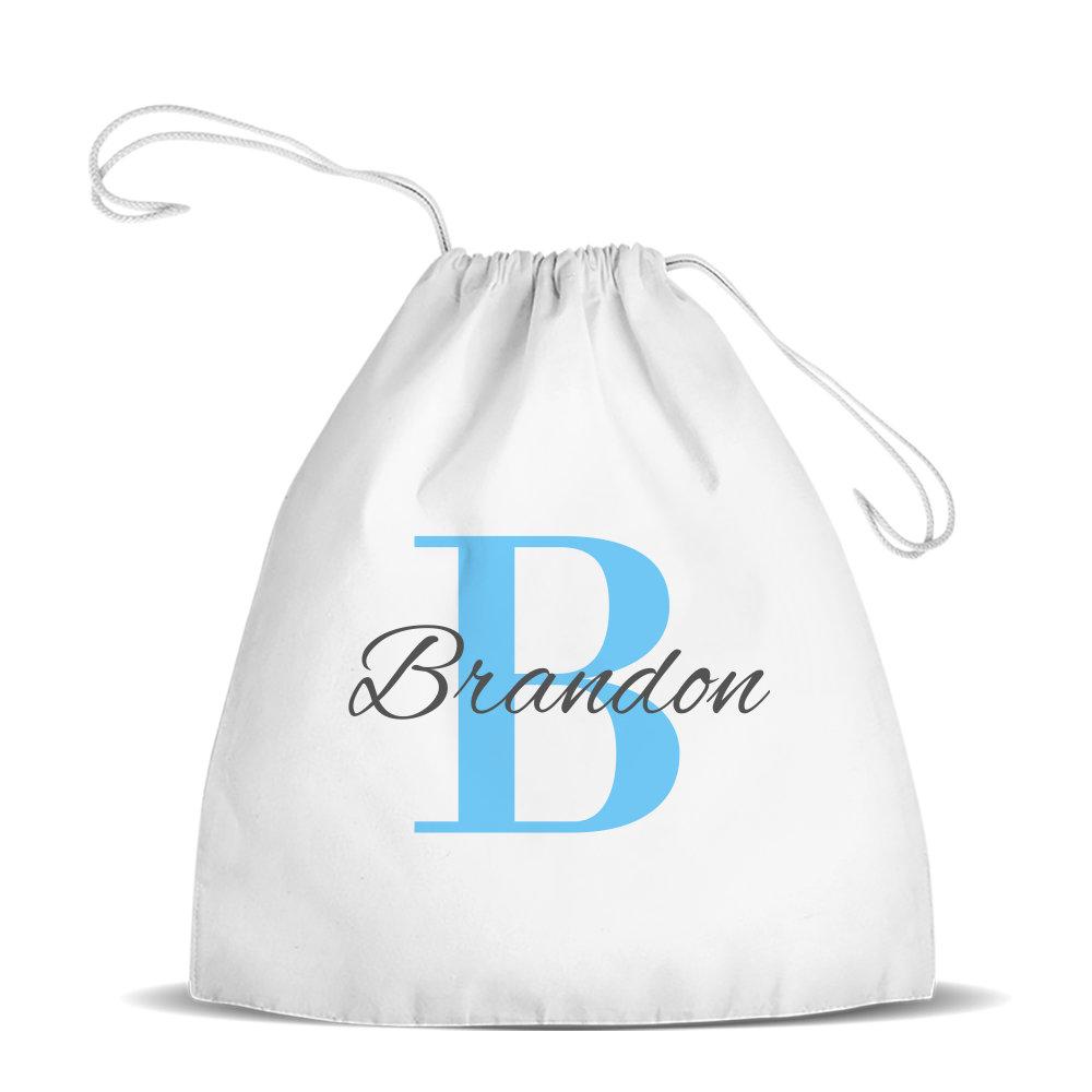 Blue Monogram Premium Drawstring Bag