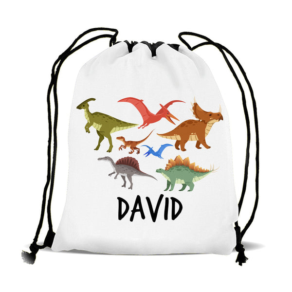 Personalised dinosaur drawstring online bag