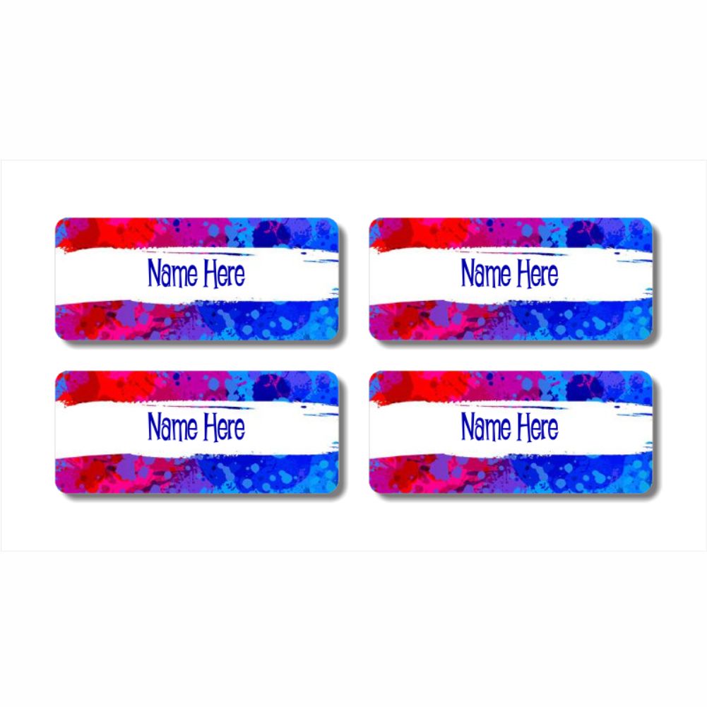 Splatter Rectangle Name Labels 32pk