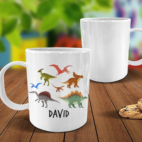 Dinosaur White Plastic Mug