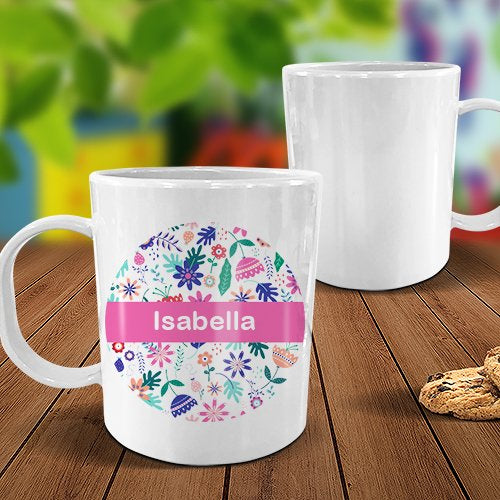 Flower White Plastic Mug