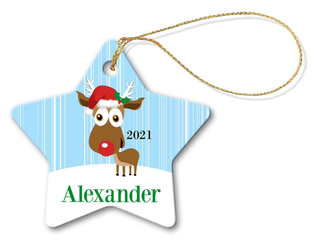 Blue Reindeer Star Decoration