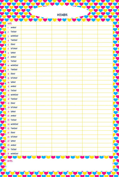 Hearts A3 Family Planner