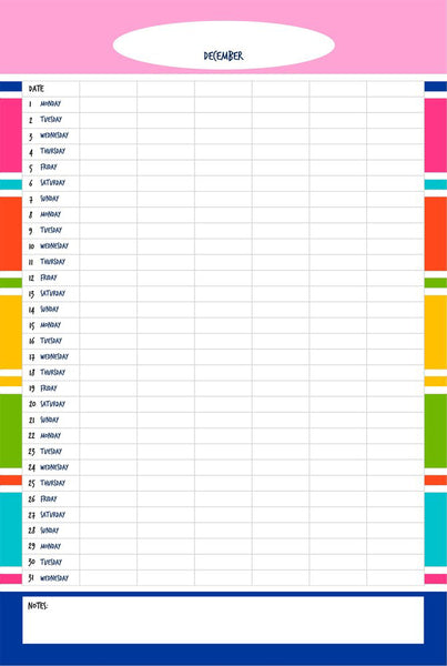 Colourful A3 Family Planner