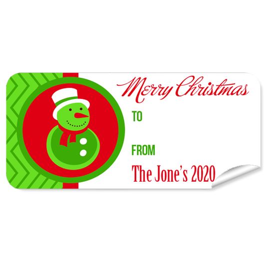 Green Snow Man 27pk Label Christmas