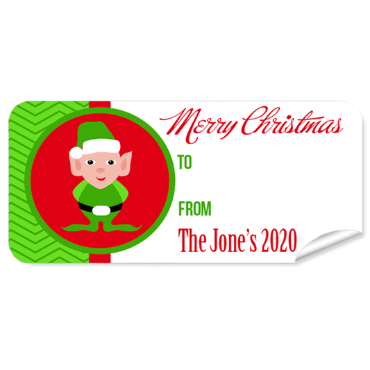 Green Elf 27pk Labels Christmas