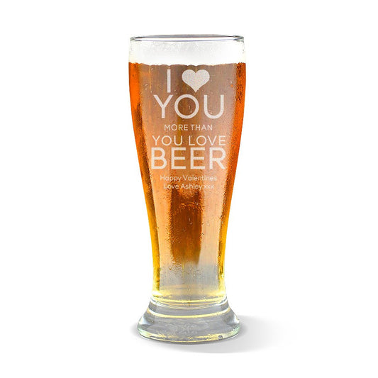Love You Premium 285ml Beer Glass