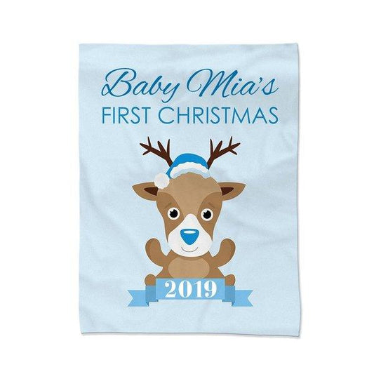 Blue First Christmas Blanket - Large