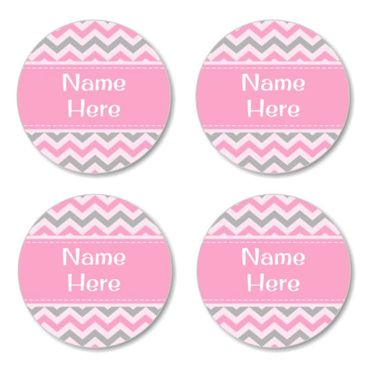 Chevron Round Name Labels 30pk