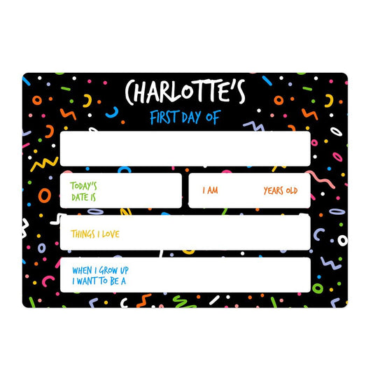Large Confetti First Day Sign