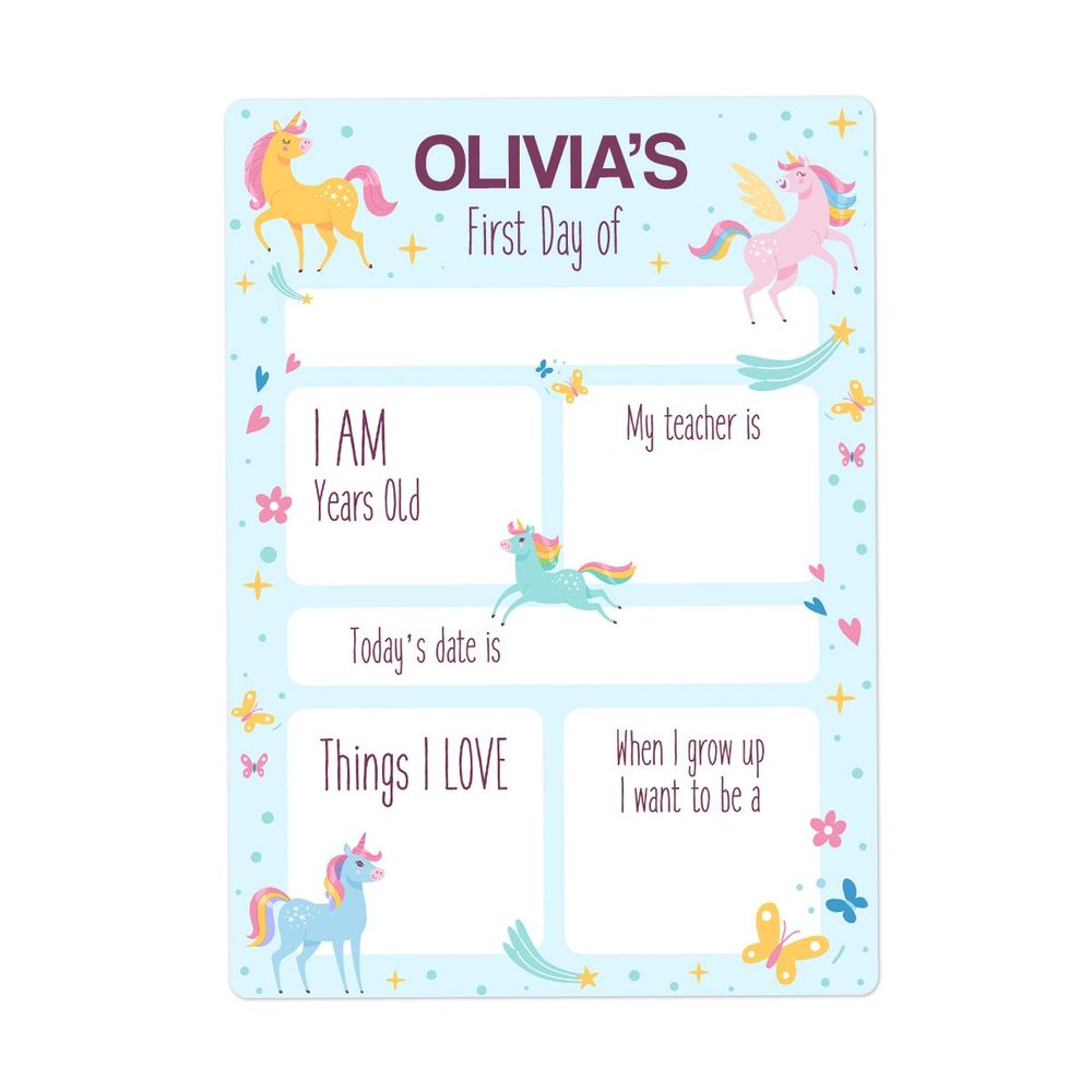 Small Unicorn First Day Sign